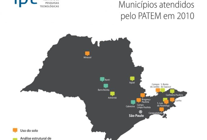 Mapa dos atendimentos do Patem em 2010