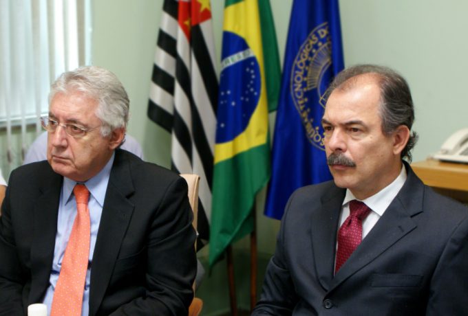 Guilherme Afif Domingos e Aloizio Mercadante durante a apresentação do projeto de gaseificação de biomassa