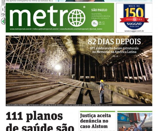 Capa da edição São Paulo do Jornal Metro, em 19 de fevereiro
