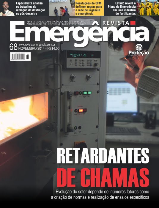 Capa da edição de novembro da revista traz foto de ensaio realizado no Laboratório de Segurança ao Fogo e a Explosões do IPT