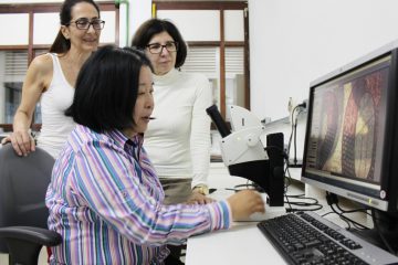 Publicação, produzida em aproximadamente um ano de trabalho editorial, é resultado de vários anos de trabalhos em parceria das duas instituições: em pé, Silvana (à esq) e Maria Luiza; sentada, Mariza