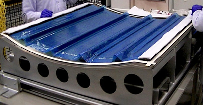 Painel representativo em preparação para o processo de cura