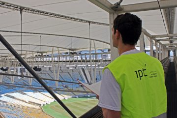 Inspeção e mapeamento de danos na membrana da cobertura do Estádio do Maracanã foram realizadas pela Seção de Engenharia de Estruturas do IPT
