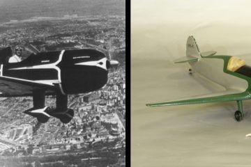 O 'Bichinho' foi um dos protótipos construídos pelo IPT na década de 40, e cujo modelo pertence ao acervo do IPT; na foto, também pertencente ao acervo, o piloto Orthon Hoover sobrevoa Rio Claro no mesmo avião em 1941