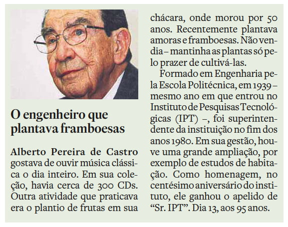 Adeus, “Senhor IPT” 2 Nota de 14/08/2010 do Jornal O Estado de São Paulo